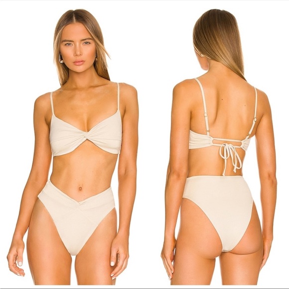 NWT Revolve L*Space Nancy Lee Bikini Bottoms Shimmer Bone / Light Beige - Picture 10 of 14